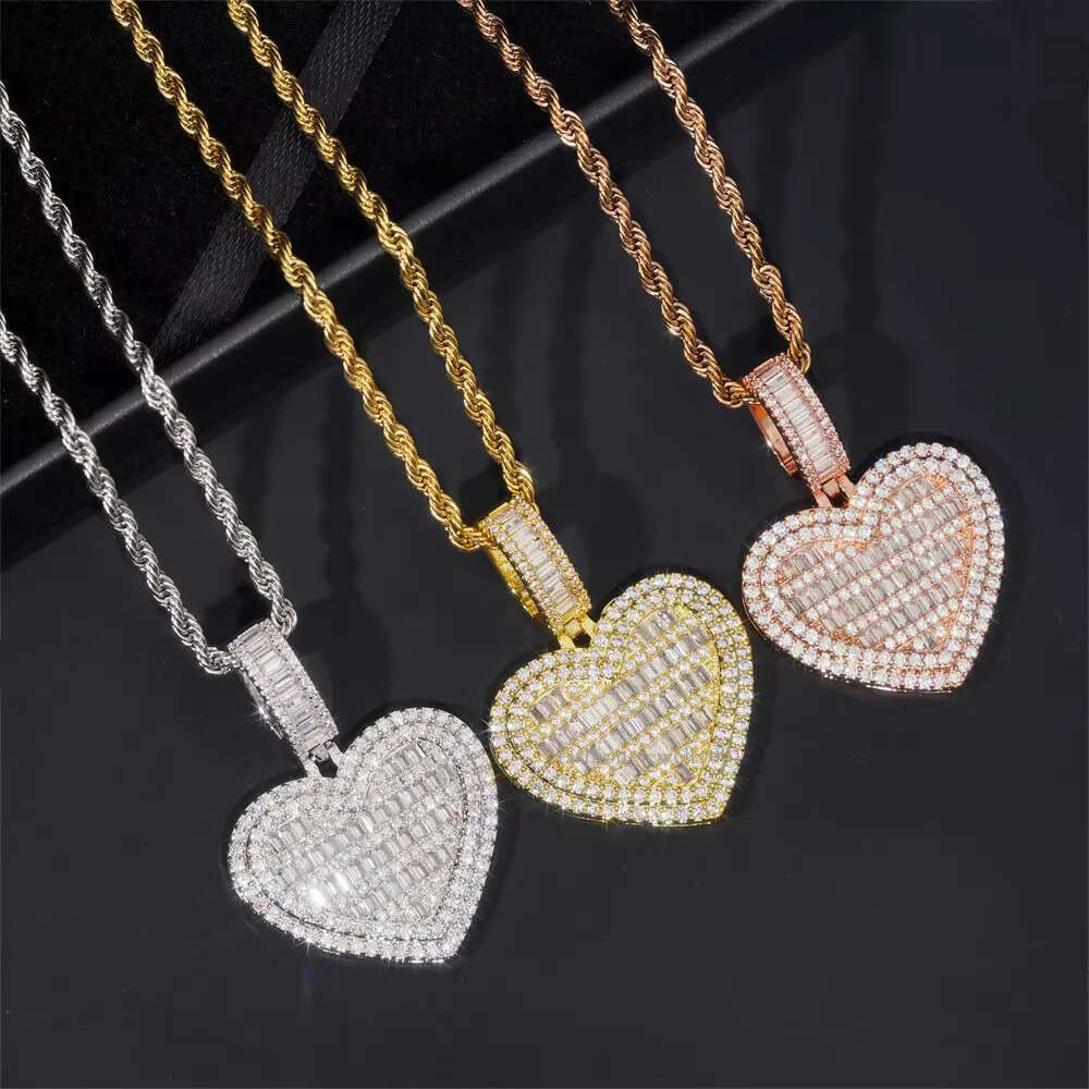 925 Silver VVS Moissanite T Square Full Diamond Love Pendant Fashion Cross-Border Jewelry Luxury Couple Necklace