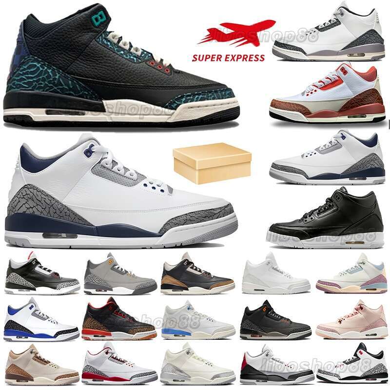 2026 Designer Basketball Shoes 3 Men shoes Designer shoes white sneaker womens 3s men shoes black cat blue gray brown sports shoes with box size 36-47