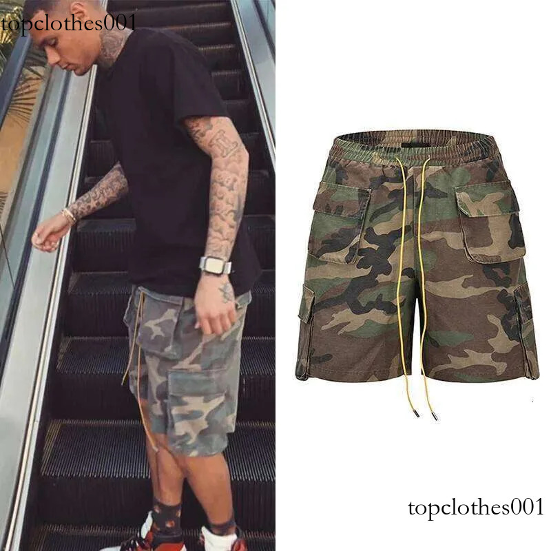 Vintage Camouflage Mens Three-Dimensional Tailoring Pocket Oversized Cargo Camo Shorts Summer Street Casual Short