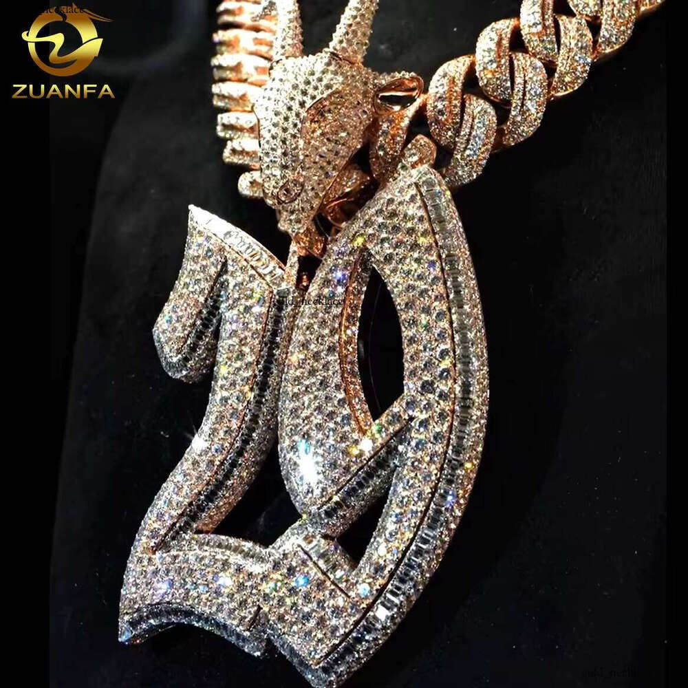 Personalized Rapper Style VVS Moissanite Moissanite Iced Out Hip Hop 925 Silver Custom Initial Letter Pendant
