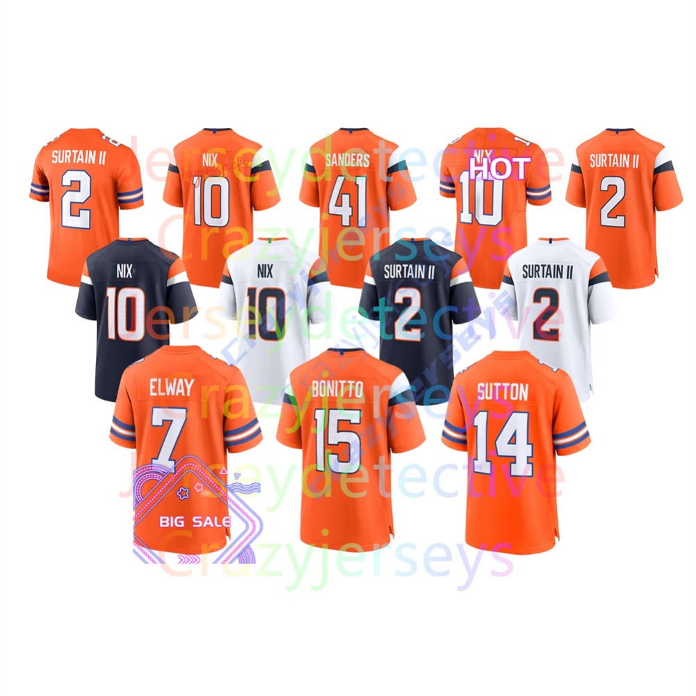 Nix Jersey Patrick Surtain II Courtland Sutton Quinn Meinerz Javonte Williams Zach Allen Marvin Mims Alex Singleton John shxinetElway Riley Moss Football Jerseys