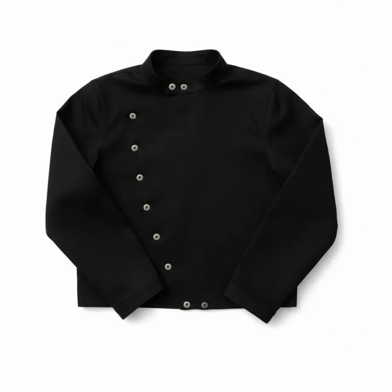 Diligence Jacket Y2K Trendy Asymmetric Button High Collar Canvas Casual Gothic Hip Hop Street Unisex Fencing 251231