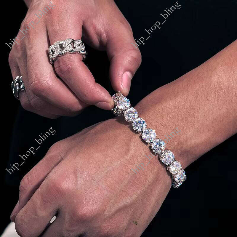 Airdrop Delivery Big Size 10mm 925 Sterling Silver Genuine VVS Moissanite Tennis Bracelet Unisex Boutique Jewelry