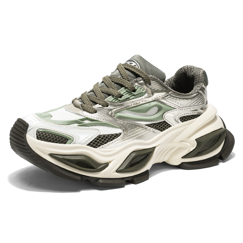 Fashion Trend Men Shoes 2026 Spring Summer New Mesh Breathable Sports Shoes Outdoor Versatile Platform Casual Shoes Green Red Black White Free Shippin