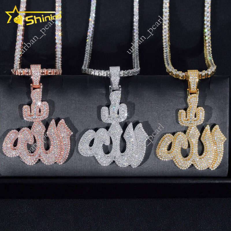 Ice out VVS Moissanite GRA Premium 925 Sterling Silver Gold Plated Moissanite Iced Out Hip Hop Jewelry Custom Sand Stone Ala Pendant