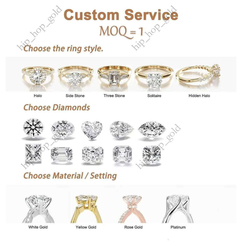 Customizable 10K 18K Gold Solitaire 1CT 5CT Oval Cushion Cut VVS Synthetic/Lab-Grown VVS Moissanite Engagement Ring - view 6