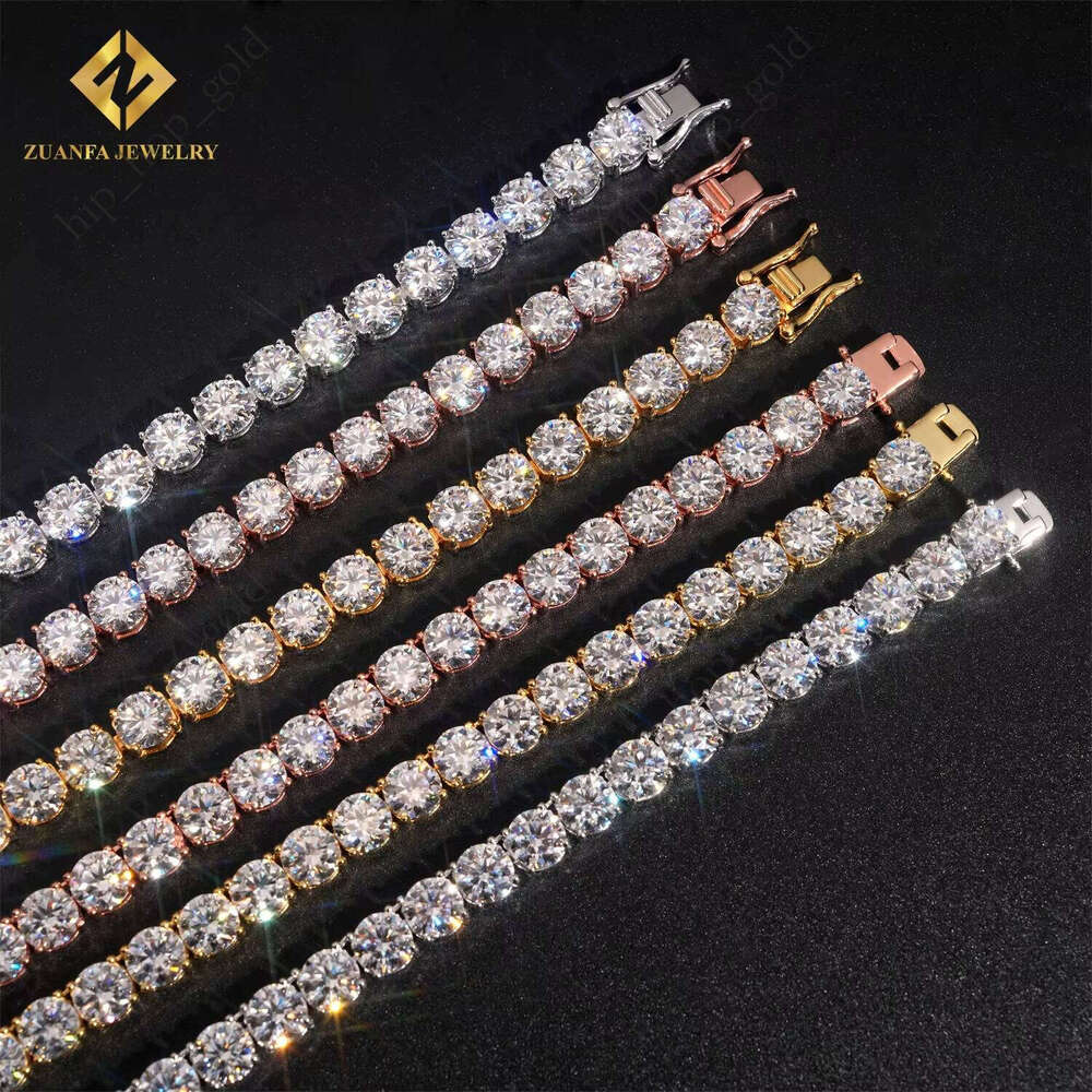 USA Stock Fast Shipping 6.5mm Dia Necklace Solid Sier Iced Out VVS Moissanite Hip Hop Tennis Chain
