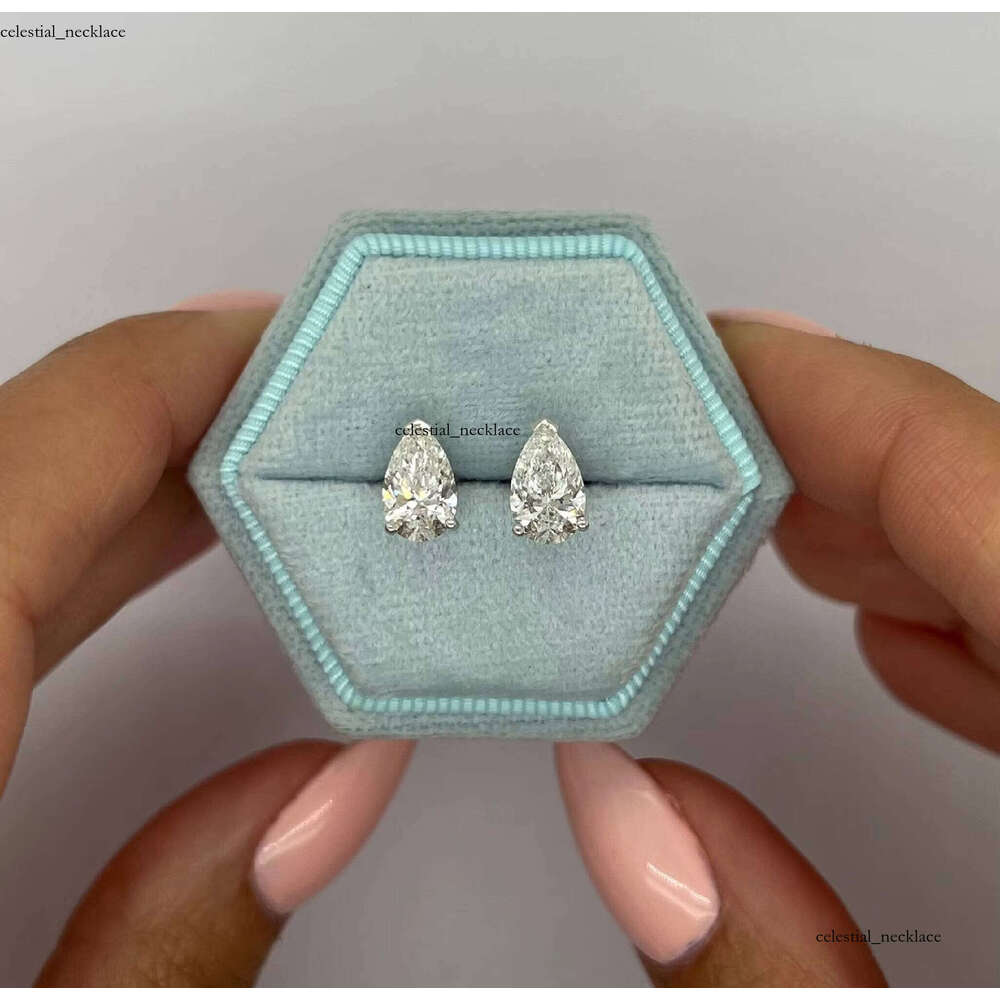 Pear-shaped Pear-cut Studs 8 * 5mm Each White Silicon Stone VVS Moissanite Earrings 925 Sterling Silver Gift