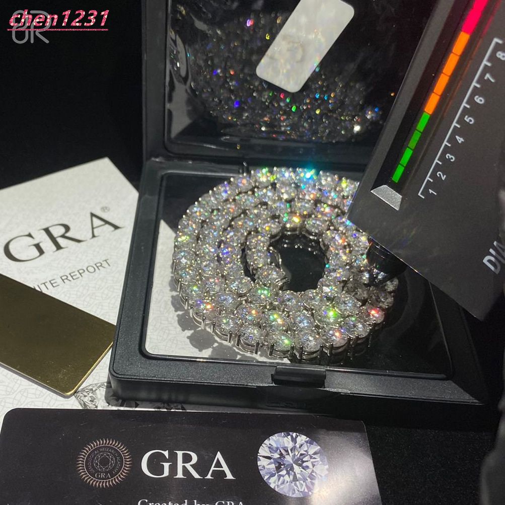 4mm 925 Silver VVS Moissanite Tennis Necklace Factory OEM ODM Custom Luxury Tennis Chain Hip Hop Jewelry for Women Men