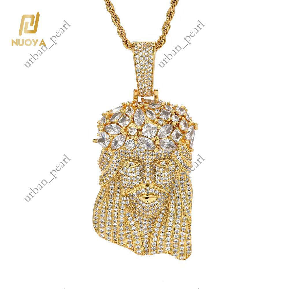 NUOYA Fine Hip-Hop Iced Out CZ Jesus Pendant Gold-Plated Shiny VVS Moissanite Charms Pendants Men's and Women's Rap Jewelry Wholesale