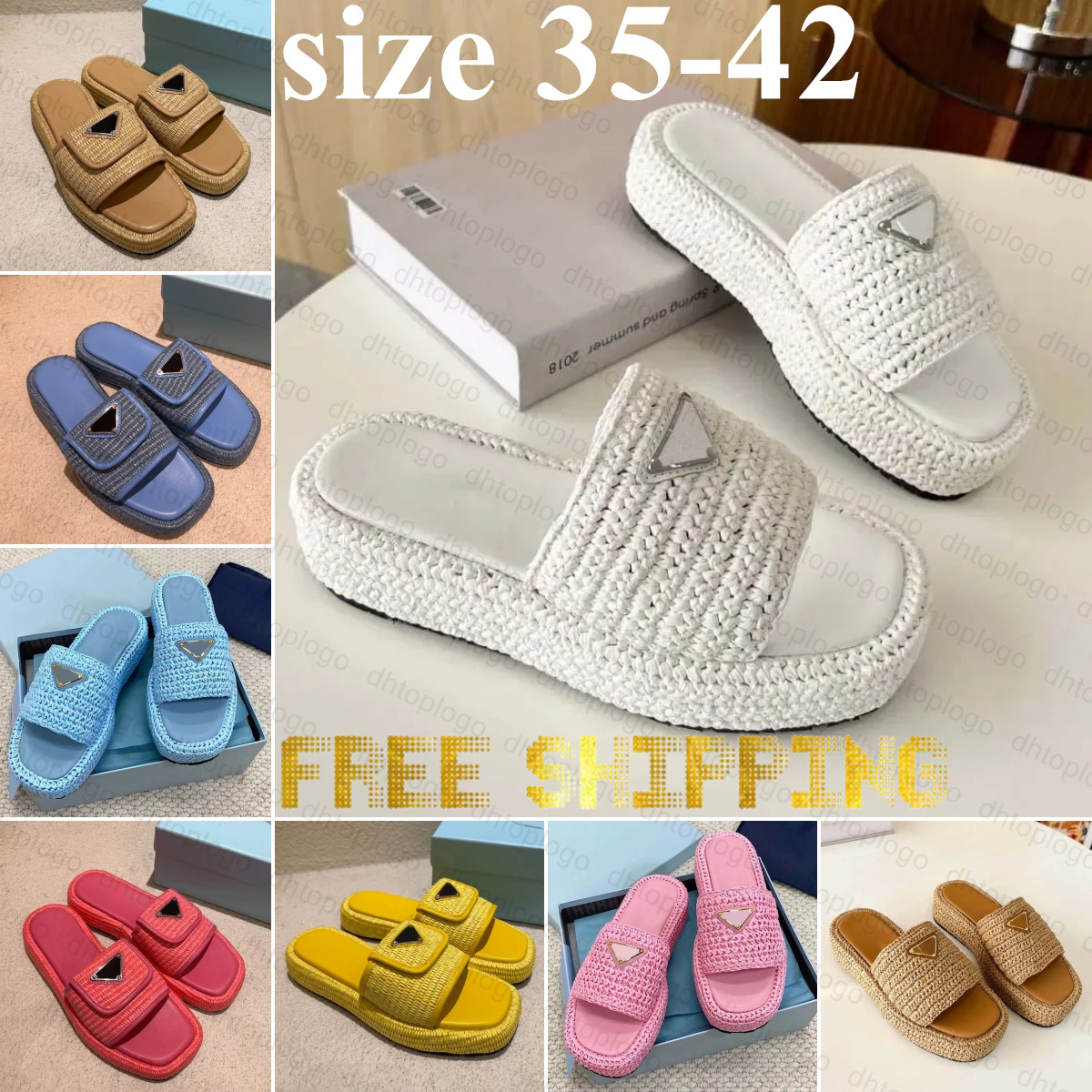 Slippers luxury Designer Casual shoe sandals women men triangle Sliders fashion sandal weave platform shoes Slide beach pool flat Slipper size 35-42