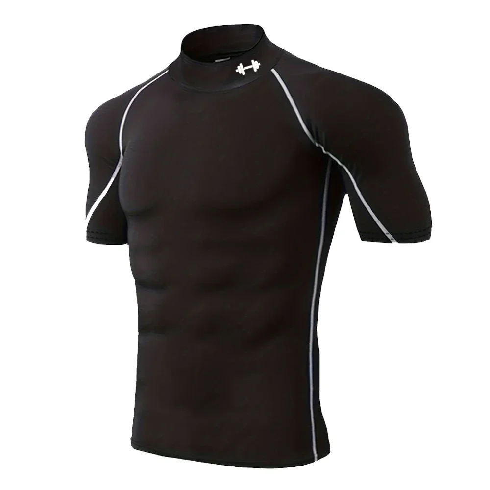 Men's Shirts Quick drying Exercise Compression Short Sleeve Summer Gym Running Training T shirt for Mens Elastic Tight Sportswear Tops Daily Outf - view 7