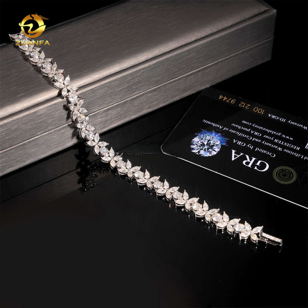 Unique Design Women's Elegant Style 925 Sterling Silver Luxurious Marquise Moissanite VVS Moissanite VVS1 Cluster Tennis Bracelet