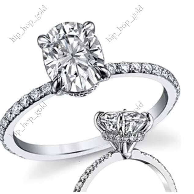 S925 Sterling Silver Gold Plated 1/2/2.5/3/4/5/6ct Oval Cut D VVS Moissanite Single Diamond Engagement Wedding Ring