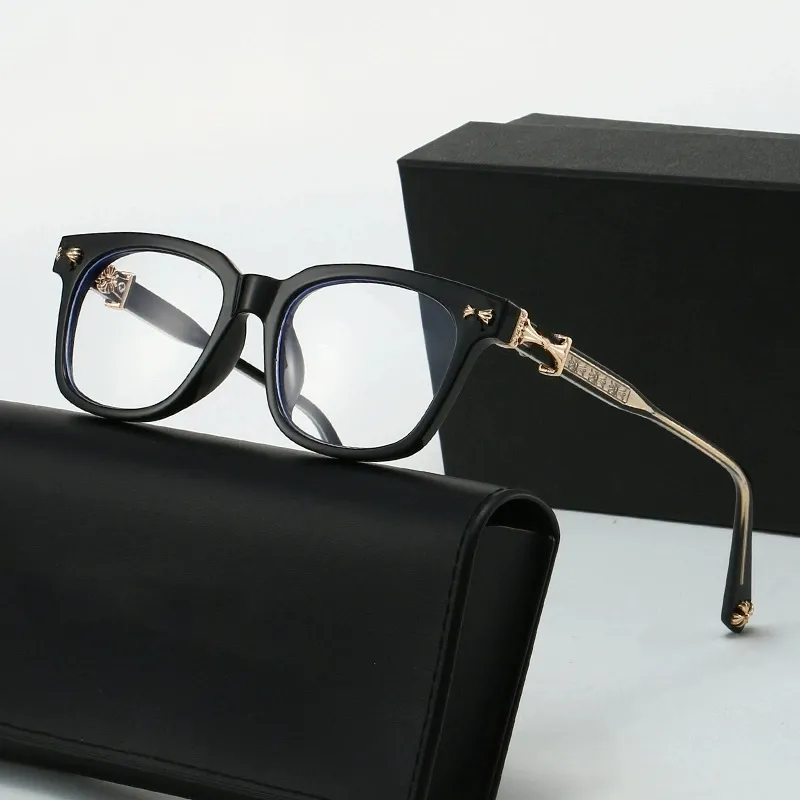 Chrome Sunglasses luxury designer glasses for men and women Retro square frame Cross anti blue light flat lens eyewear