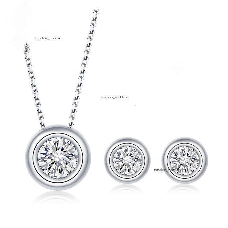 Premium Jewelry Set 925 Sterling Silver 0.5 Stud Earrings and 1 CT Carbonite Women's Pendant Necklace