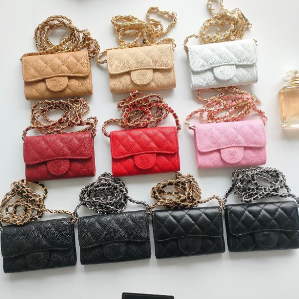 2027 designer wallet shoulder bag chain handbag plaid wallet double letter solid buckle sheepskin caviar pattern women luxury evening bag mini handbag mini purse