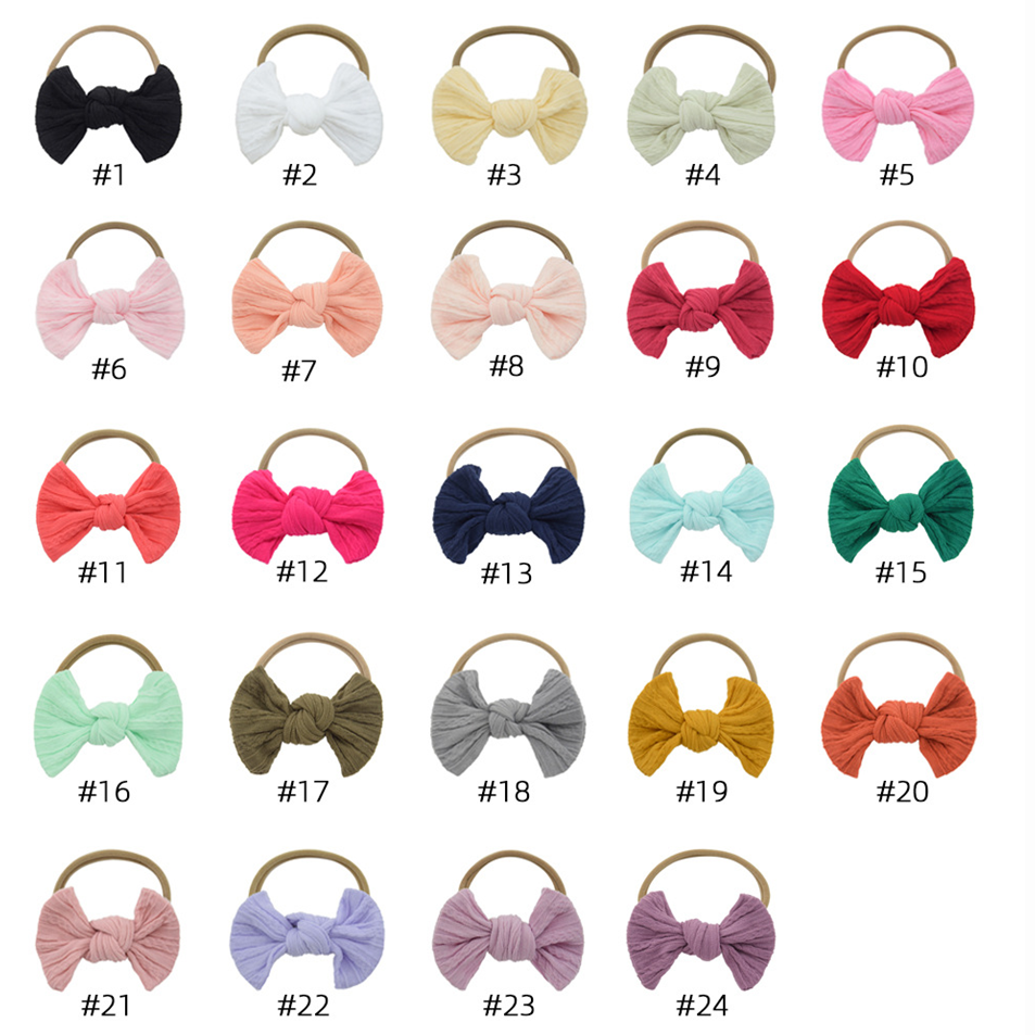 Hair Bows Nylon Soft Elastic Headbands For Baby Girls Children Newborn Kids Fabric Headbands Cute Hair Band Knot Tie Accessories Headwear 10PCS