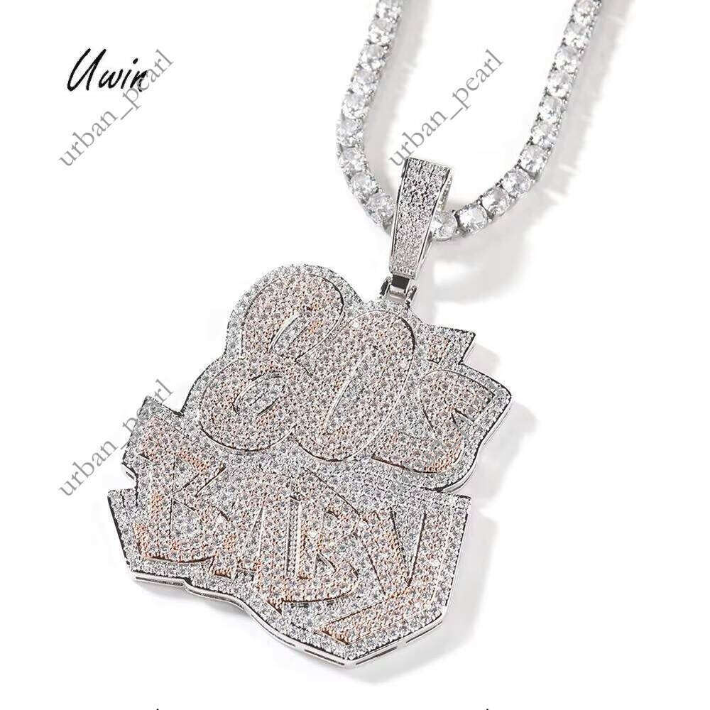 Ice out VVS Moissanite Fashion Jewelry 80s Baby Letter 18k Gold Plated Unisex Necklace Two-tone Pendant