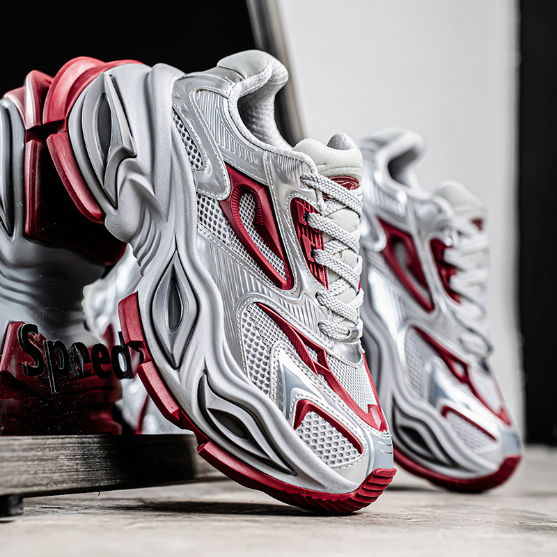 Fashion Trend Men Shoes 2026 Spring Summer New Mesh Breathable Sports Shoes Outdoor Versatile Platform Casual Shoes Green Red Black White Free Shippin