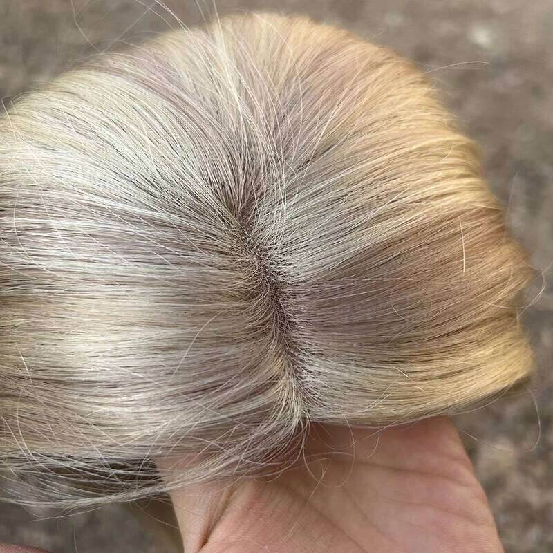 P18/613 5*5 Mono topper Hand tied 16INCH Monofilament PU Toupee with Clip virgin Human hair women Swiss lace base