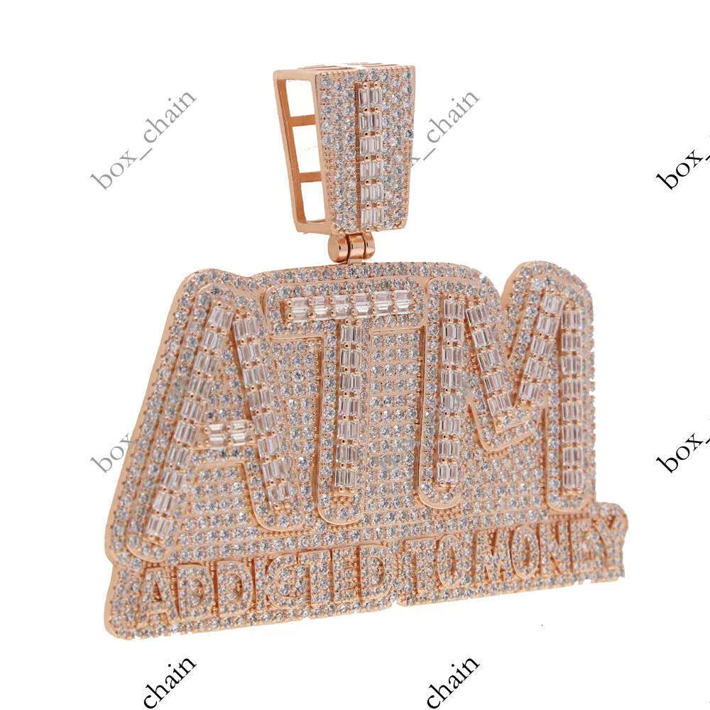 Ice out VVS Moissanite 6.00 ct Round Cut Gold-Containing Stone Men's Pendant with M Letter White Gold Plated Charm Sterling Sier