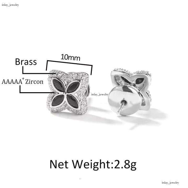 VVS Moissanite UWIN Hot Sale Colorful 5A Direct Pull Stone Clover Flower 4-Leaf Pearl Earrings for Women and Men