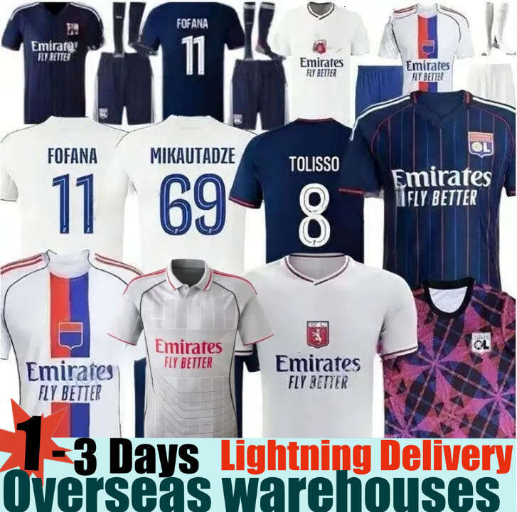 25 26 Maillot Lyon Soccer Jerseys 75-Year 2025 2026 Olympique Lyonnais Jersey OL 3rd Fourth Shirts CHERKI Mikautadze Men Football Shirt Kids Kits