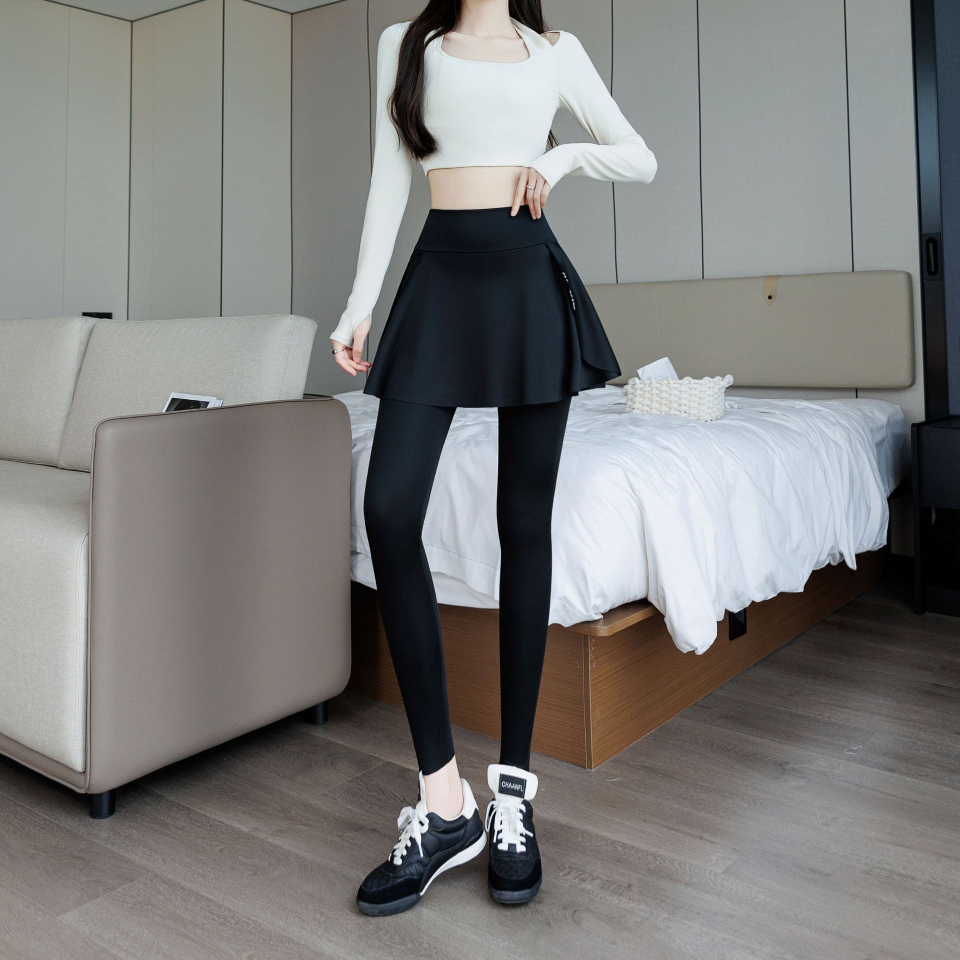Women's 2-in-1 High-Waisted Skort Leggings for Spring & Summer | Anti-Chafing Yoga Running Badminton Pants