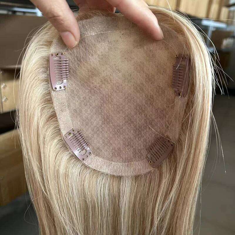 Swiss Silk Lace Base Cuticle Aligned P18/613 Raw Virgin Human For Women Piano 16inch 5*6 Hand-Tied Hair Toppers