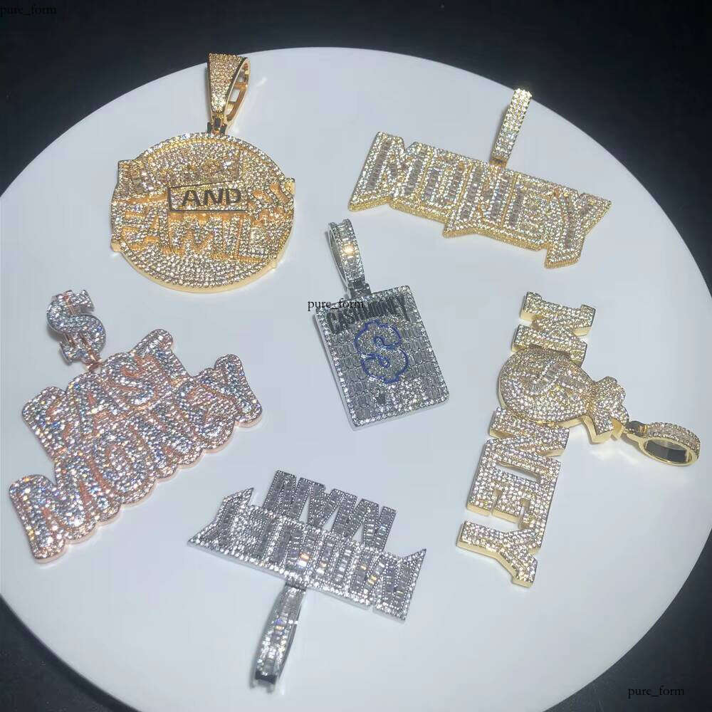 Iced Jewelry Letter Money Pendant Two-tone VVS Moissanite Dollar Sign Necklace Men's Hip-hop Accessories