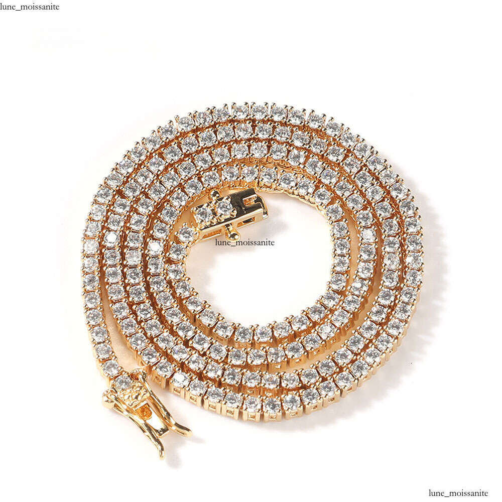 Free Shipping Item 2mm Long Tennis Chain Necklace for Women 18k Gold Plated Ice Out Jewelry