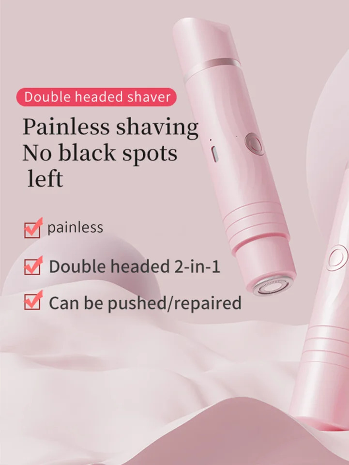 Type-C Fast Charging Womens Shaver 2-in-1 Dual-Head Private Area Trimmer Ceramic Blade Can Be Used All over the Body Shaving Without Harming the Skin 