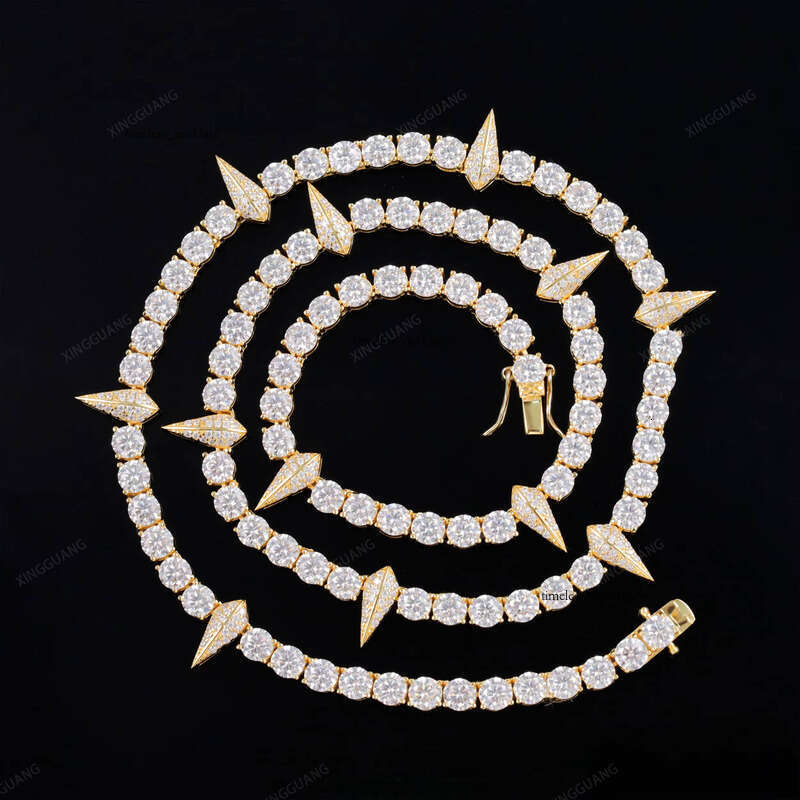 XG Pass VVS Moissanite Tester Fancy Tennis 925 Silver VVS Silicon Stone Chain Fine Jewelry Necklace