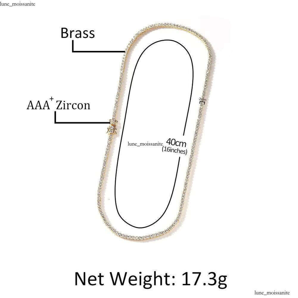 Free Shipping Item 2mm Long Tennis Chain Necklace for Women 18k Gold Plated Ice Out Jewelry