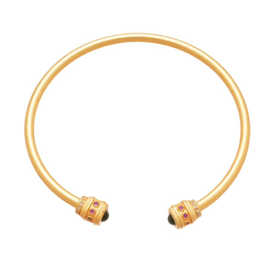 24k Gold gold Zircon Resin Gourd Open New Chinese Style Retro Bracelet Light Luxury High-end Feel Jewelry for Women - view 9