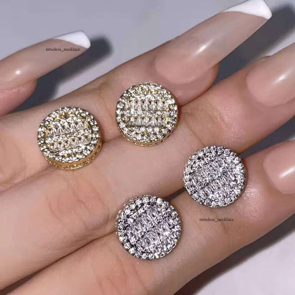 Fashion Hip-Hop Iced Out VVS Moissanite 18k Gold Plated Earrings for Women