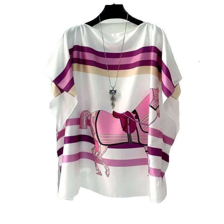 Short Batwing Sleeve Lady Print Tops Lady's Loose Shirts Summer European Women Blouses Women's short-sleeve shirt