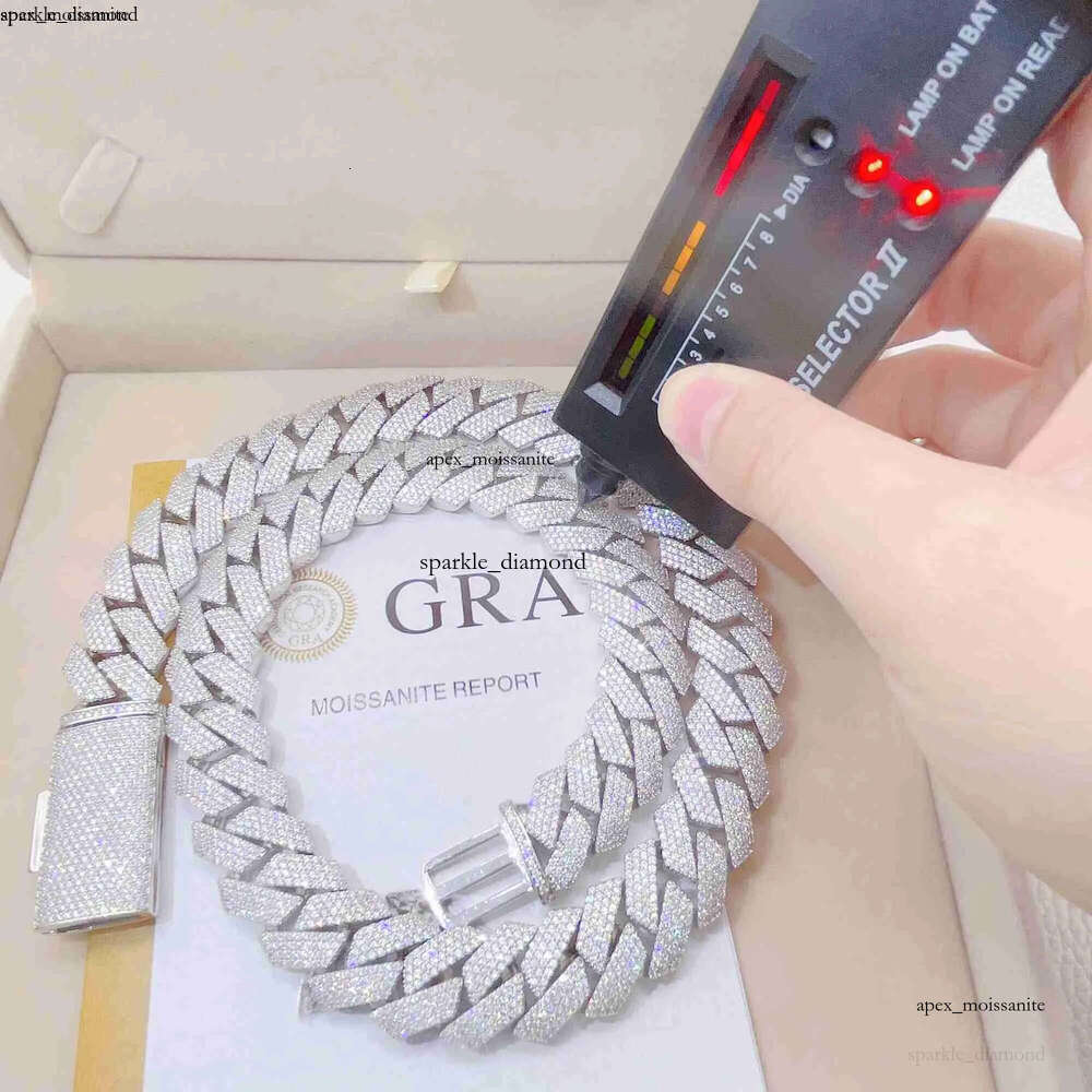 Iced Out Pass Diamond Tester 925 Sterling Silver Necklace Vvs Moissanite Cuban Link Chain 4d