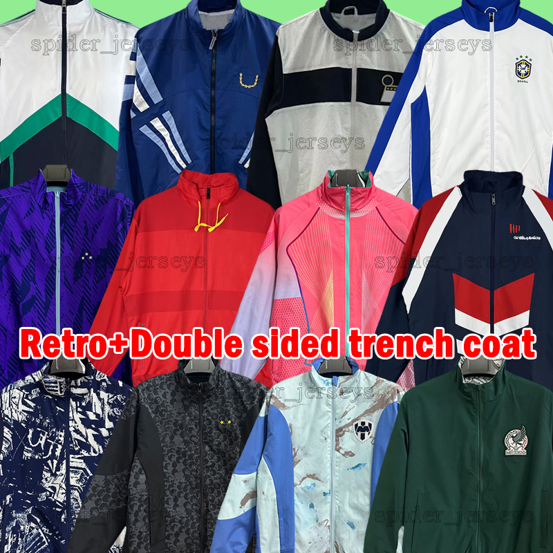 Retro 1994 Argentinas 96 Italy Betis trench coat Soccer Jerseys Brazil 2004 Real Long sleeves Windbreaker Dortmunds Germany Mexico Bayern monterrey Football Shirt