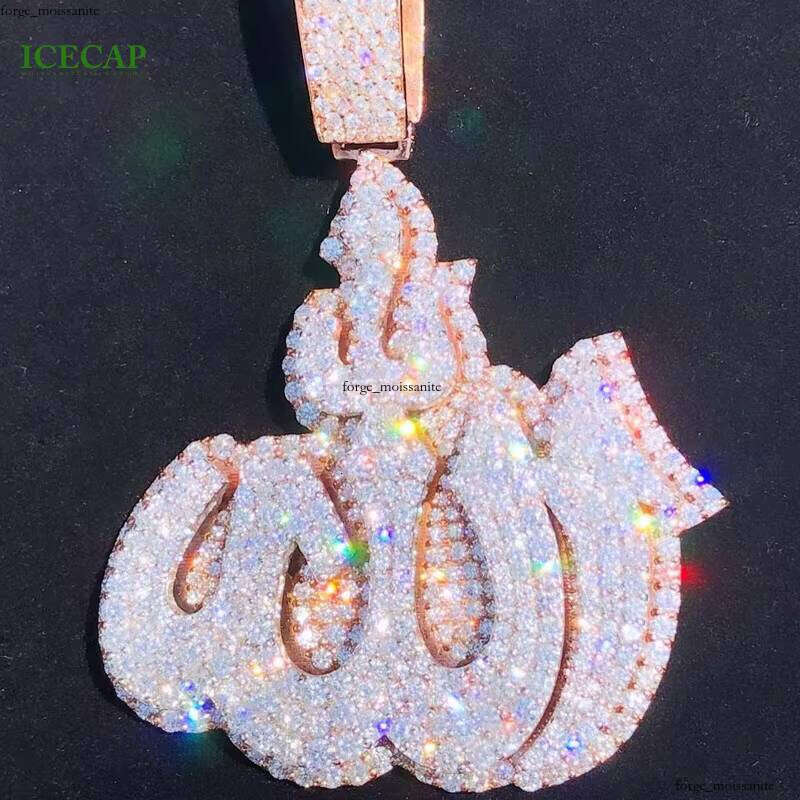 Latest Design Fashion Jewelry 925 Silver Iced VVS Moissanite Round Moissanite Hiphop Men's 3D Flame Symbol Necklace Pendant