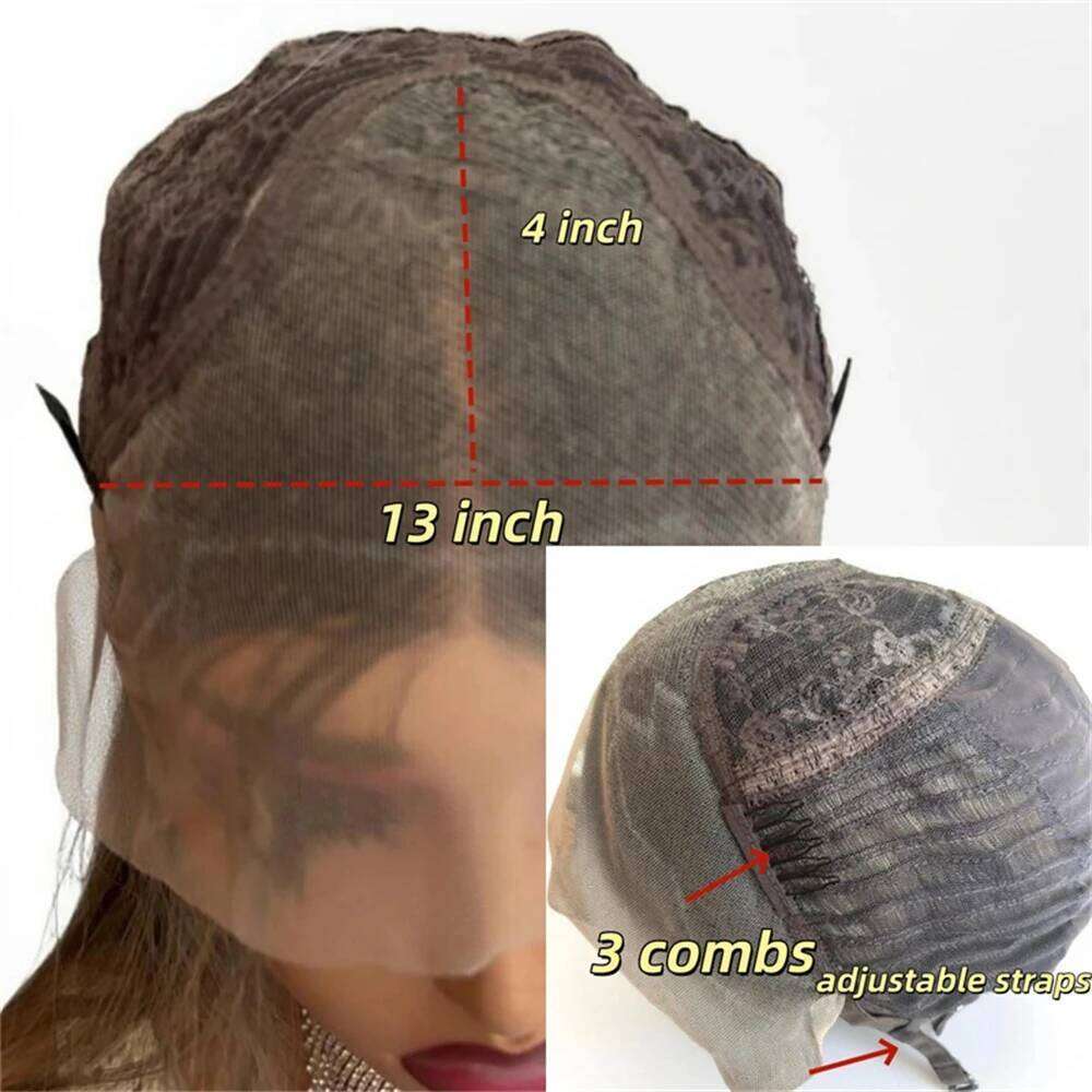 13x4 Good Quality Body Wave Synthetic Wigs Ombre Caramel Brown HD Lace Frontal High Density Women's Wig Small/Large Size Cap