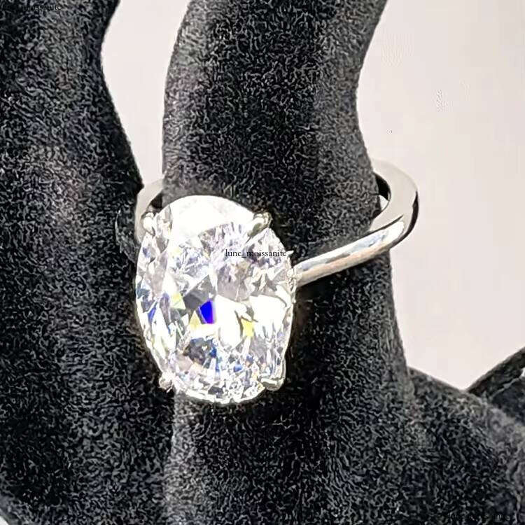 VVS Moissanite Direct Sale 925 Sterling Silver Women's Wedding Ring Rhodium Plated Large Oval Brilliant Stone Elegant Classic