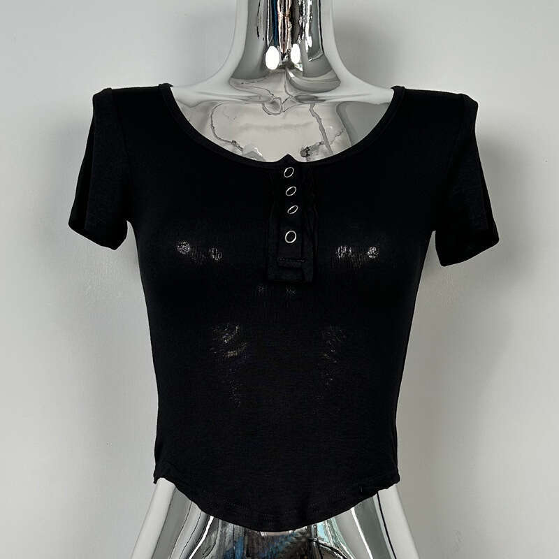 South Korea Dongdaemun New Arrival Chest-Enhancing ~ Comfortable Skin-Friendly Slim-Fit Milky White Short-Sleeve T-Shirt