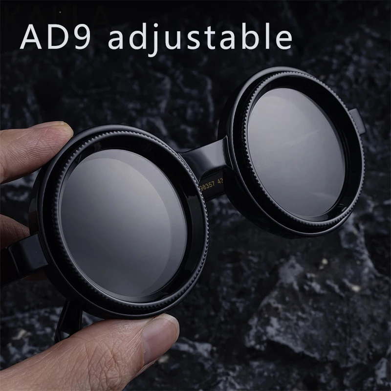 Polarized Small Frame Round Steampunk ND9 Adjustable Dimming Sunglasses Men Light-Reducing Sun Glasses For Fishing Driving UV400 251225