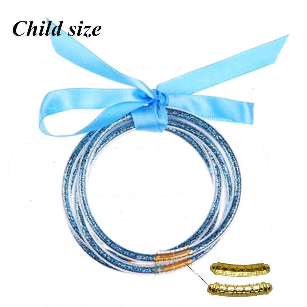 5Pcs/set Child Kid Glitter Jelly Bracelets Gold Color Buddhist Rush Bracelets Tibetan Buddha Temple Bangles 251222
