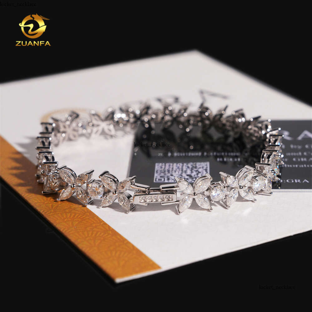 Unique Design Women's Elegant Style 925 Sterling Silver Luxurious Marquise Moissanite VVS Moissanite VVS1 Cluster Tennis Bracelet