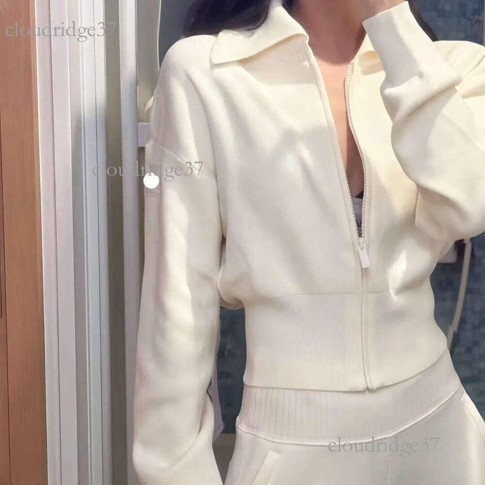 alonessitys Women Designer Knit Set Scholar Knit Cropped Full Zip Jackets Cardigan Serenity Wide Sweatpant Cropped knitted Sweater Winter Alonessities women 34b