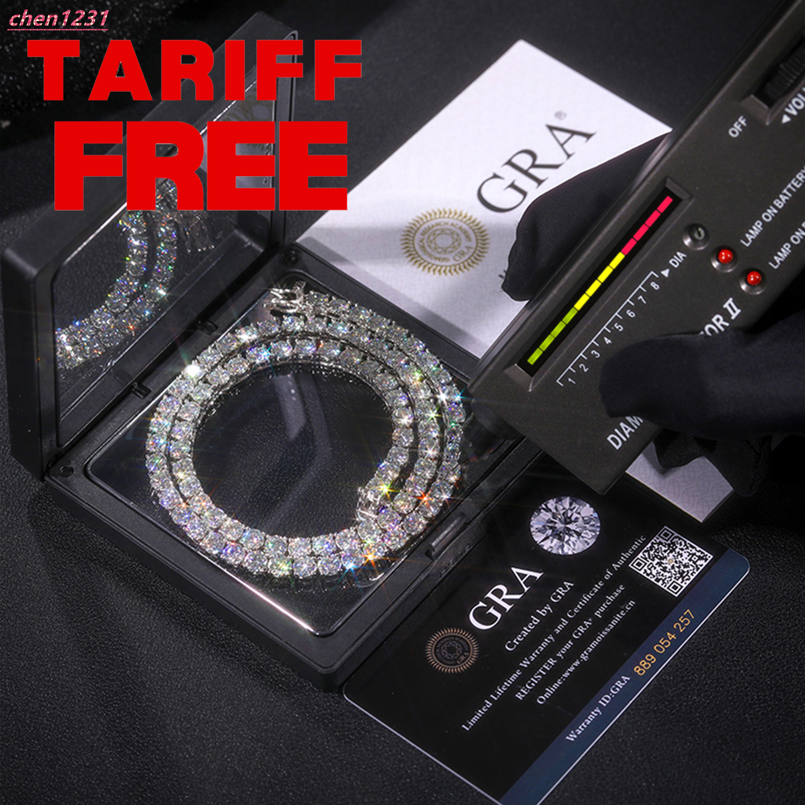 Fine Jewelry Hip Hop White Gold 925 Sterling Silver VVS Moissanite Cluster Tennis Chain Bracelet Necklace for Men Women