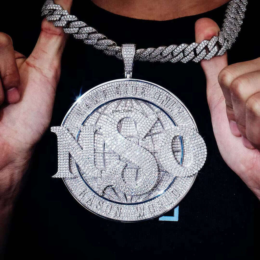 Factory Custom Iced Out VVS Moissanite Hip Hop Logo Name Letter Pass Moissanite Tester Men's 925 Silver Number Pendant
